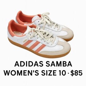 Adidas Samba OG White Pink Coral Gum Sole Sneakers Women’s Size 10